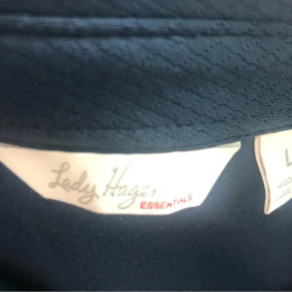 💥 3 for $15 Lady Hagen Navy Blue Short Sleeve Pullover Large Top - Picture 3 of 3